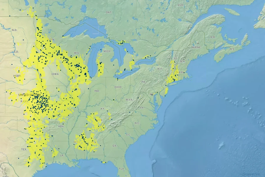Linum sulcatum Native Range