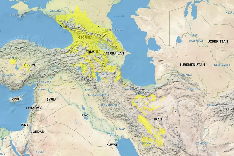 Linum usitatissimum Native Range