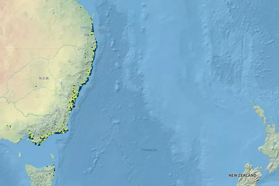 Liparophyllum exaltatum Native Range