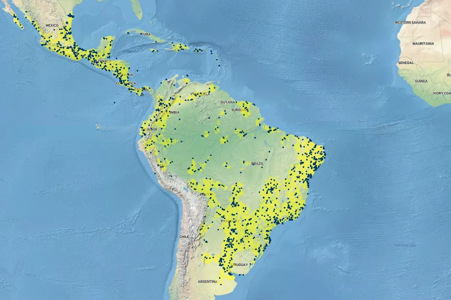 Lippia alba Native Range