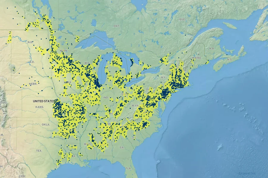 Lobelia spicata Native Range