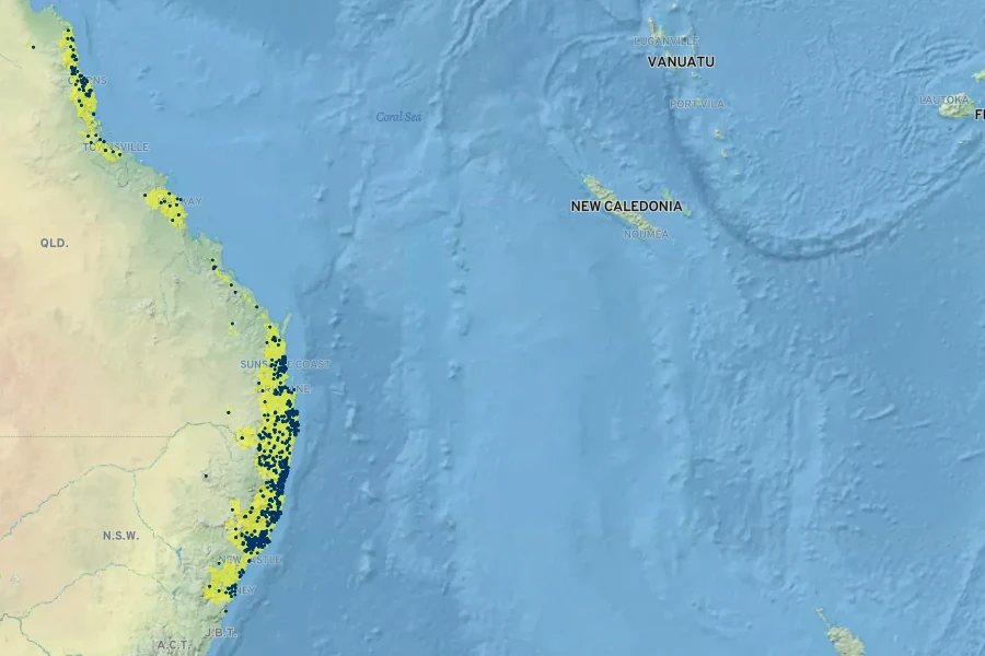 Lomandra hystrix Native Range