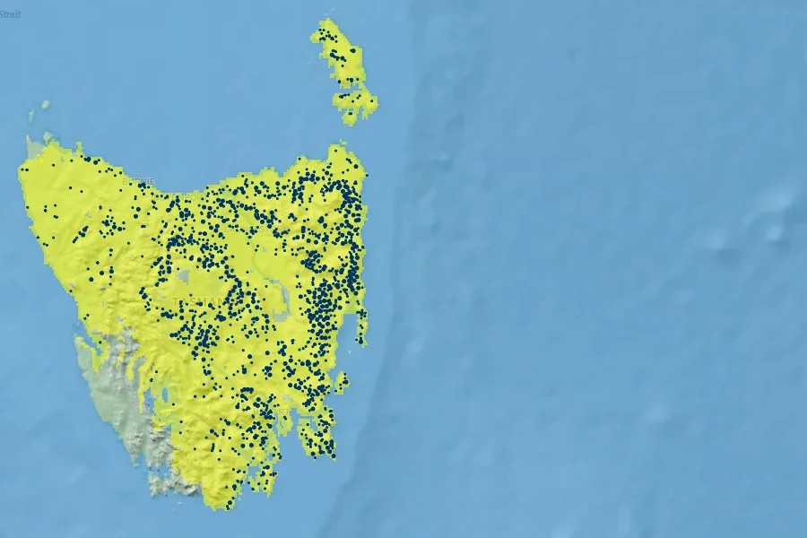Lomatia tinctoria Native Range