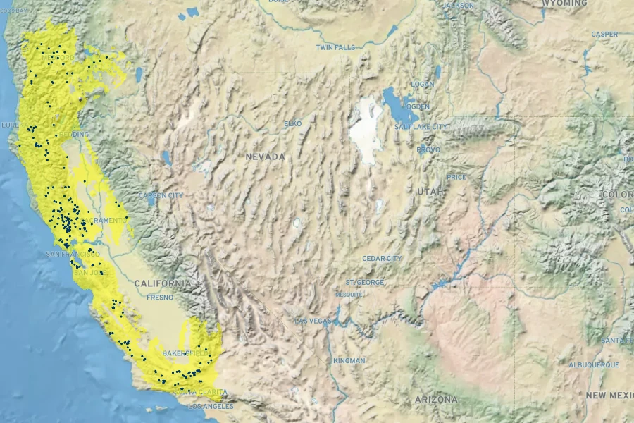 Lomatium californicum Native Range