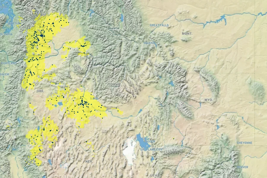Lomatium canbyi Native Range