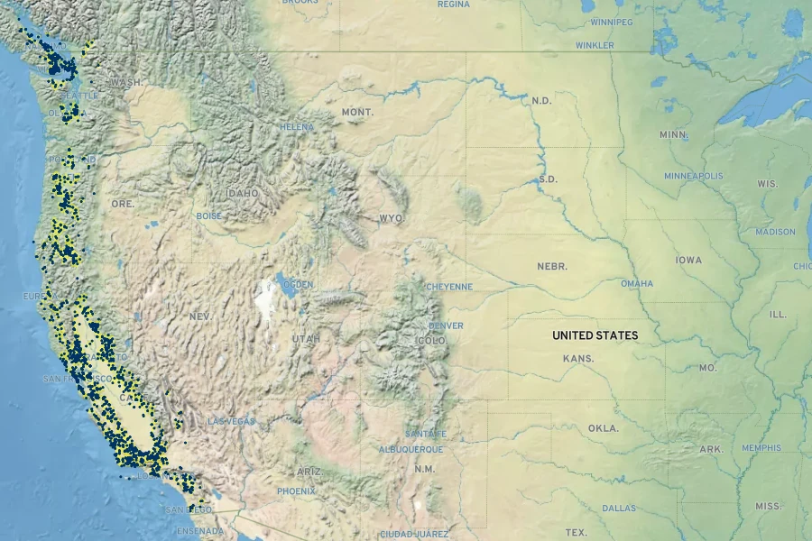 Lomatium utriculatum Native Range