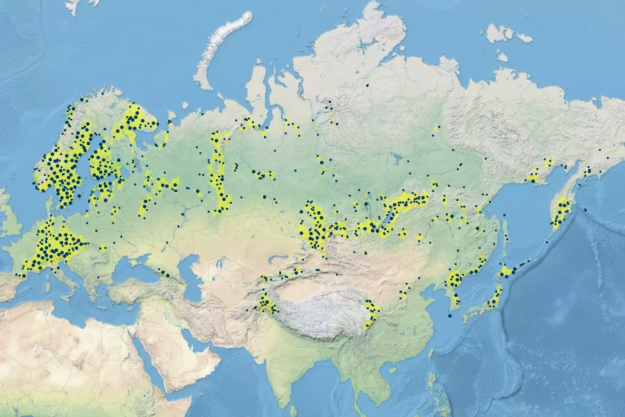 Lonicera caerulea Native Range