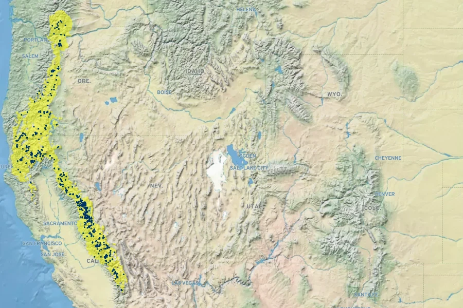 Lonicera conjugialis Native Range