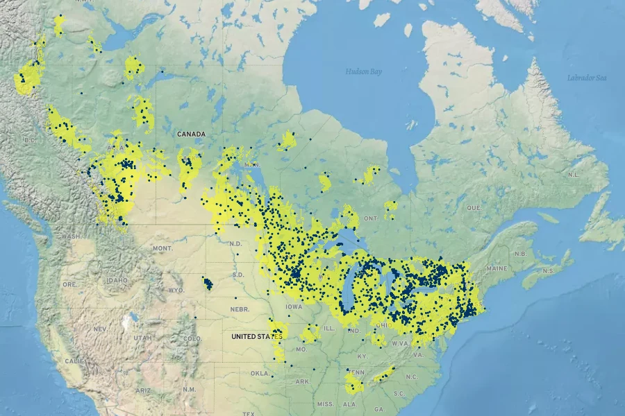 Lonicera dioica Native Range