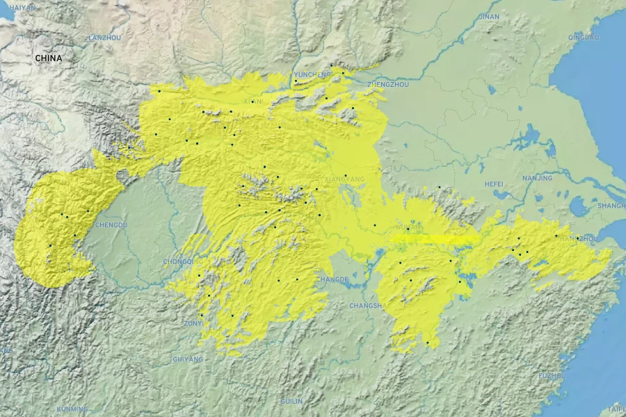 Lonicera fragrantissima Native Range