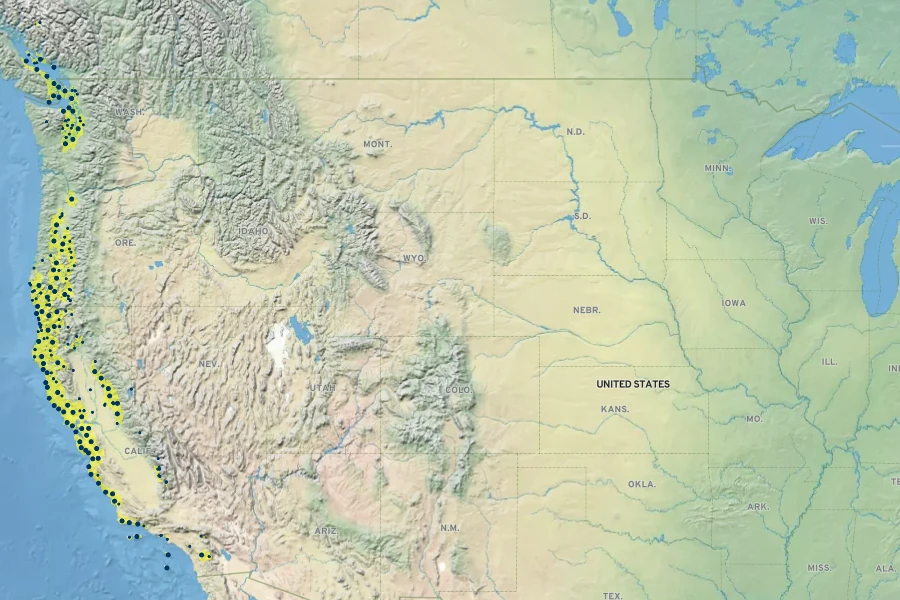 Lonicera hispidula Native Range