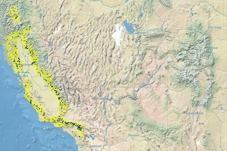 Lonicera interrupta Native Range