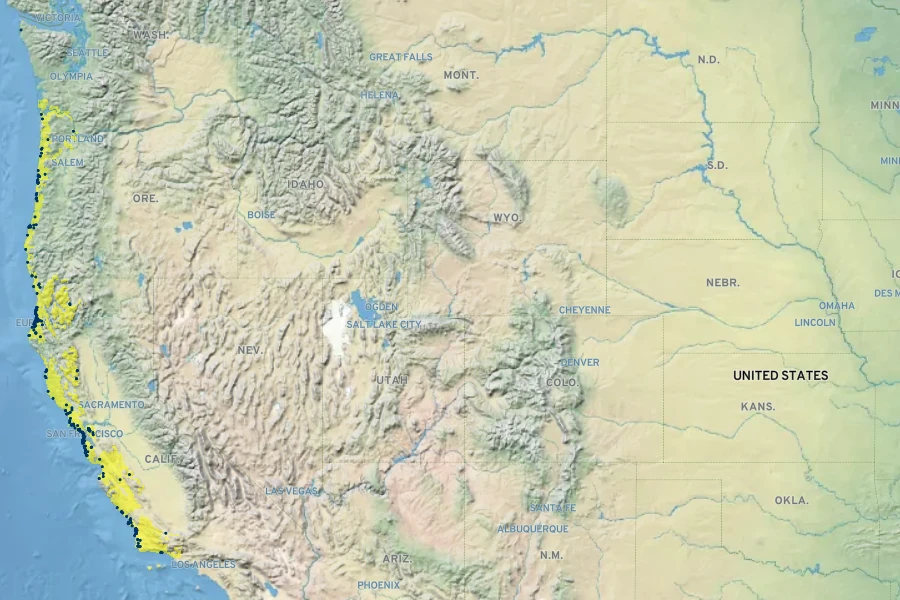 Lonicera involucrata var. ledebourii Native Range