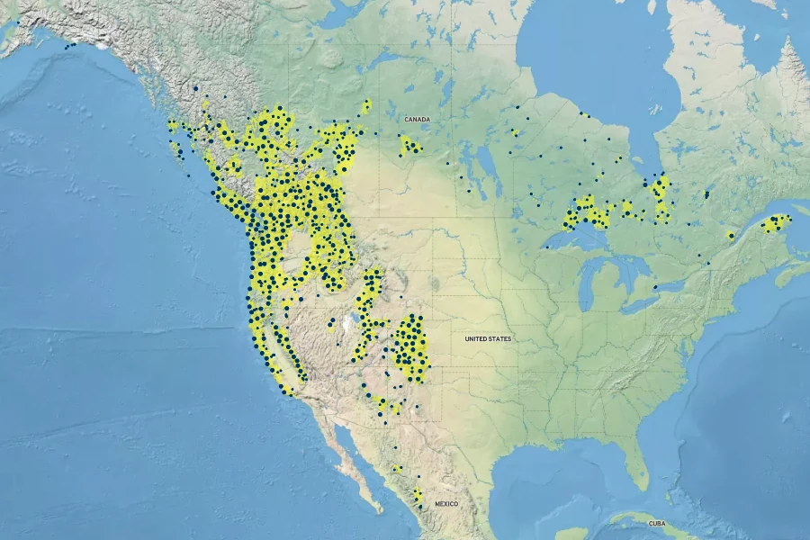 Lonicera involucrata Native Range