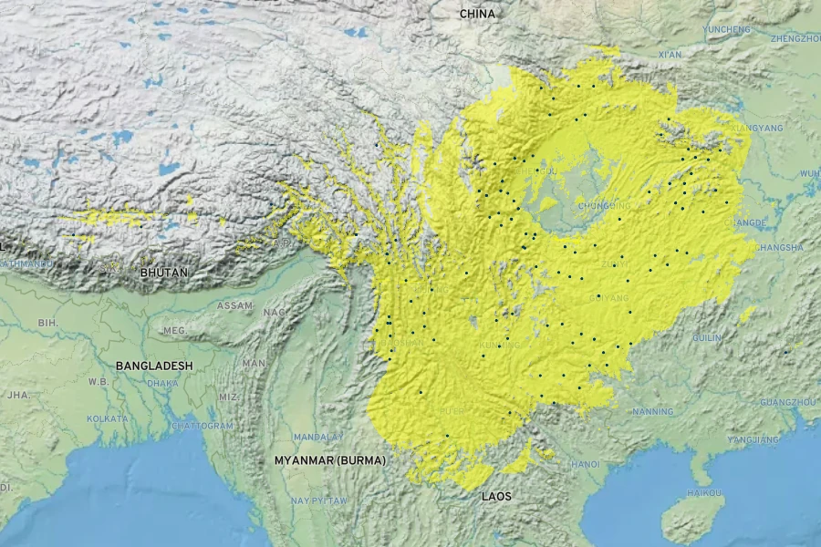 Lonicera ligustrina Native Range