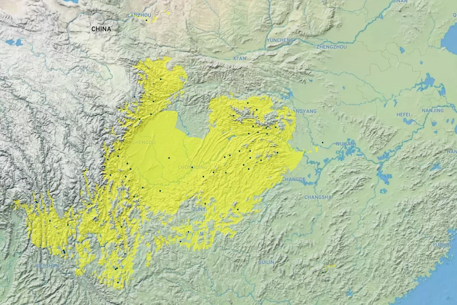 Lonicera pileata Native Range