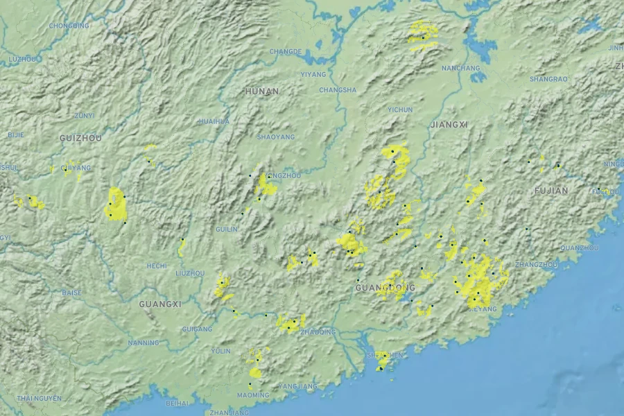 Lonicera rhytidophylla Native Range