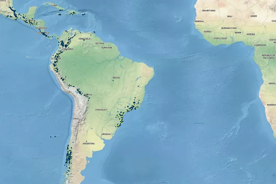 Lophosoria quadripinnata Native Range