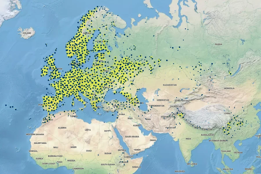 Lotus corniculatus Native Range
