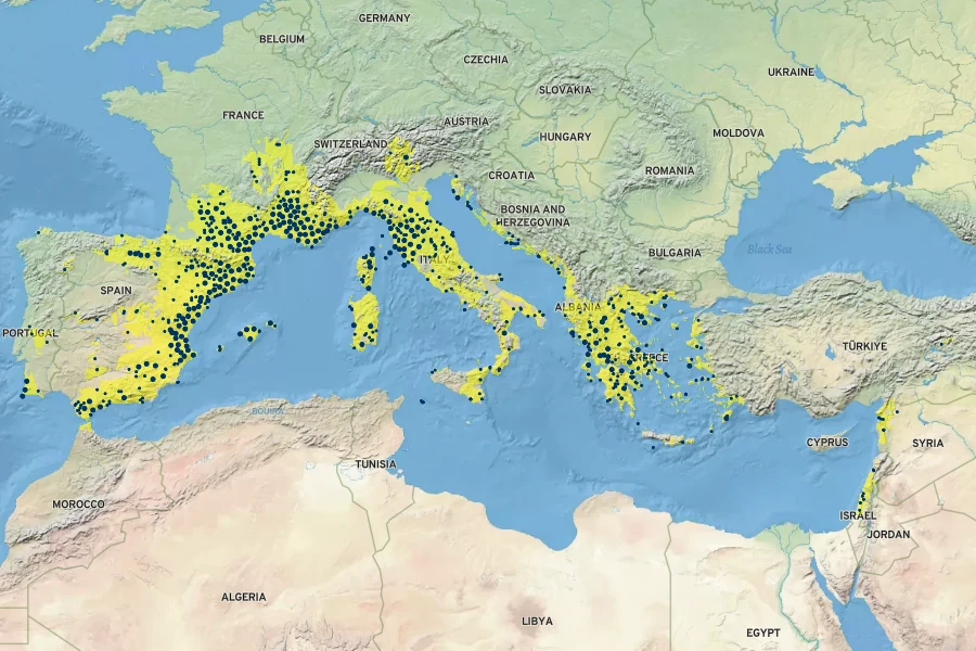 Lotus hirsutus Native Range