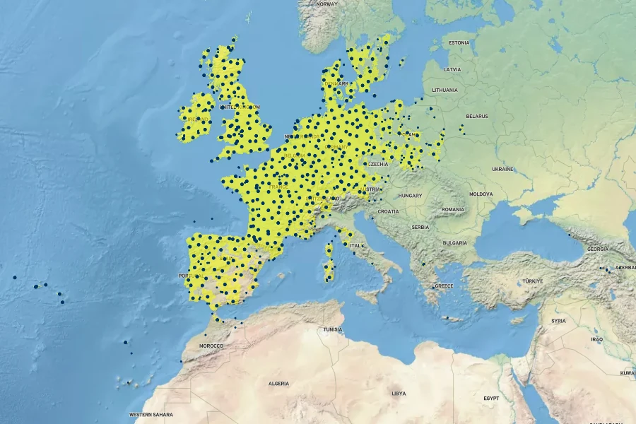 Lotus pedunculatus Native Range