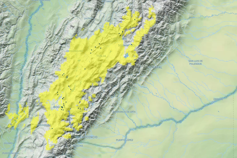 Lourteigia microphylla Native Range