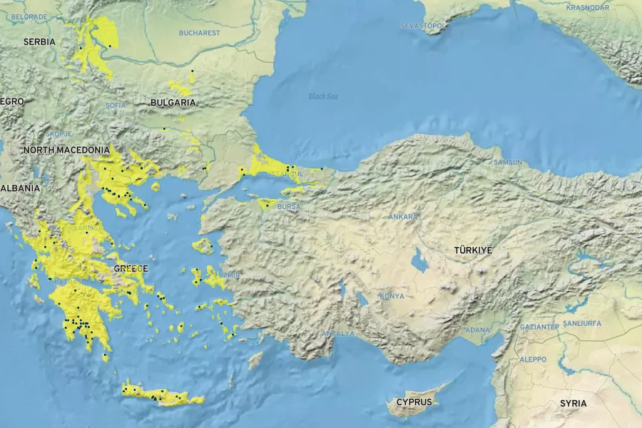 Lupinus albus Native Range