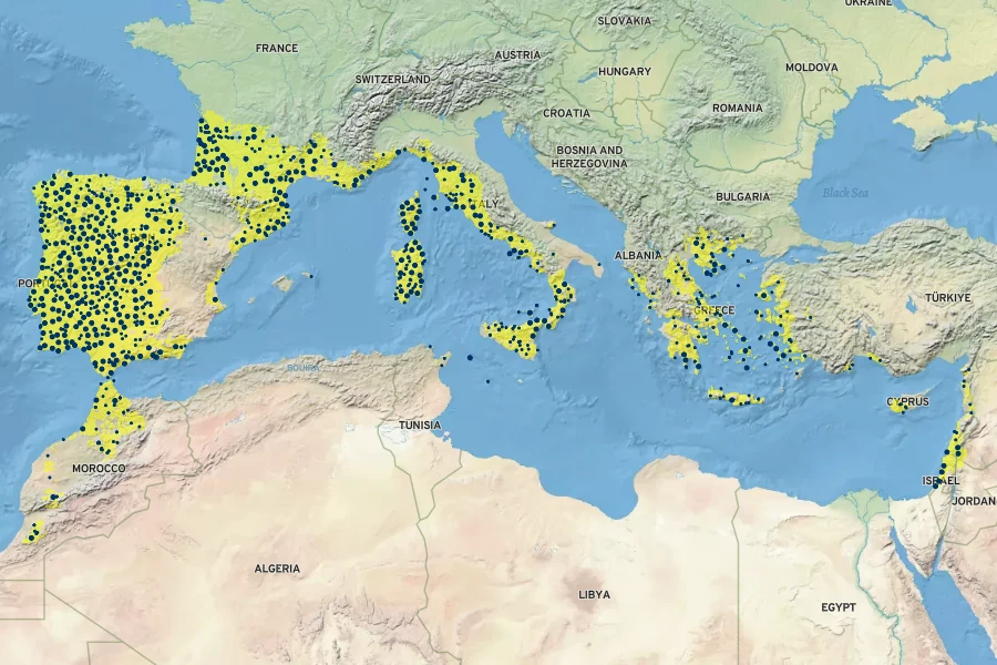 Lupinus angustifolius Native Range