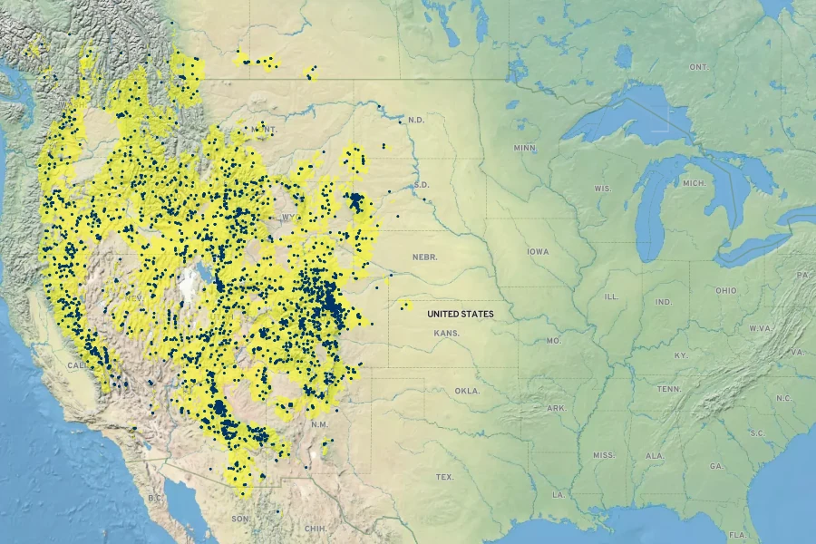 Lupinus argenteus Native Range