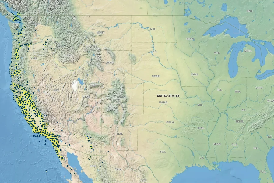 Lupinus bicolor Native Range