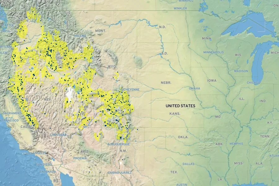 Lupinus caudatus Native Range