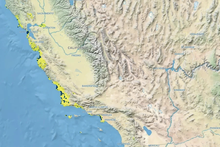 Lupinus chamissonis Native Range
