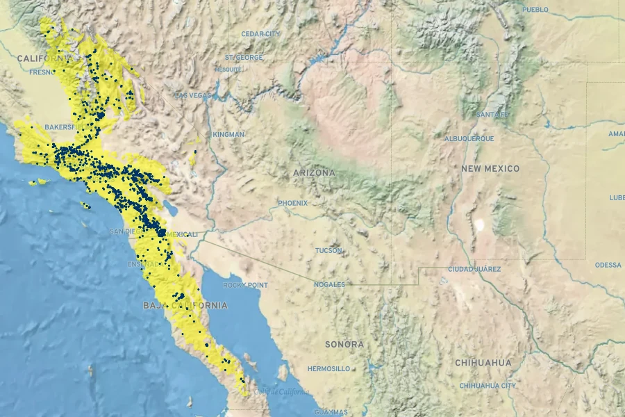 Lupinus excubitus Native Range