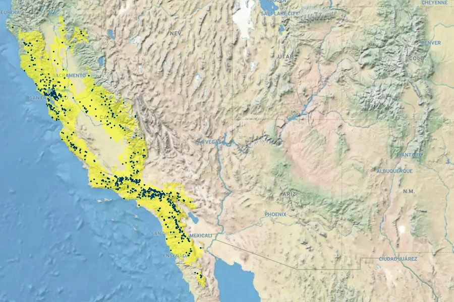 Lupinus formosus Native Range
