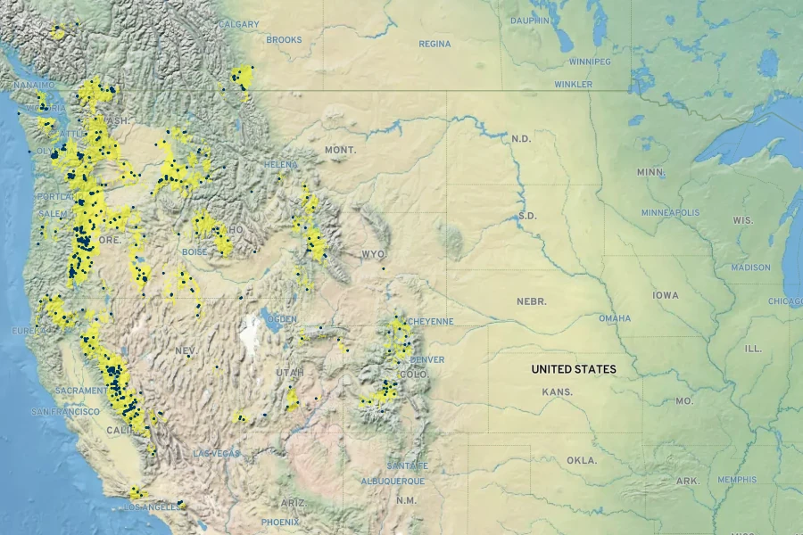 Lupinus lepidus Native Range