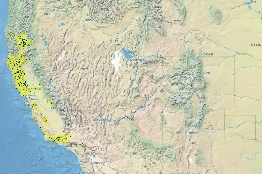 Lupinus luteolus Native Range
