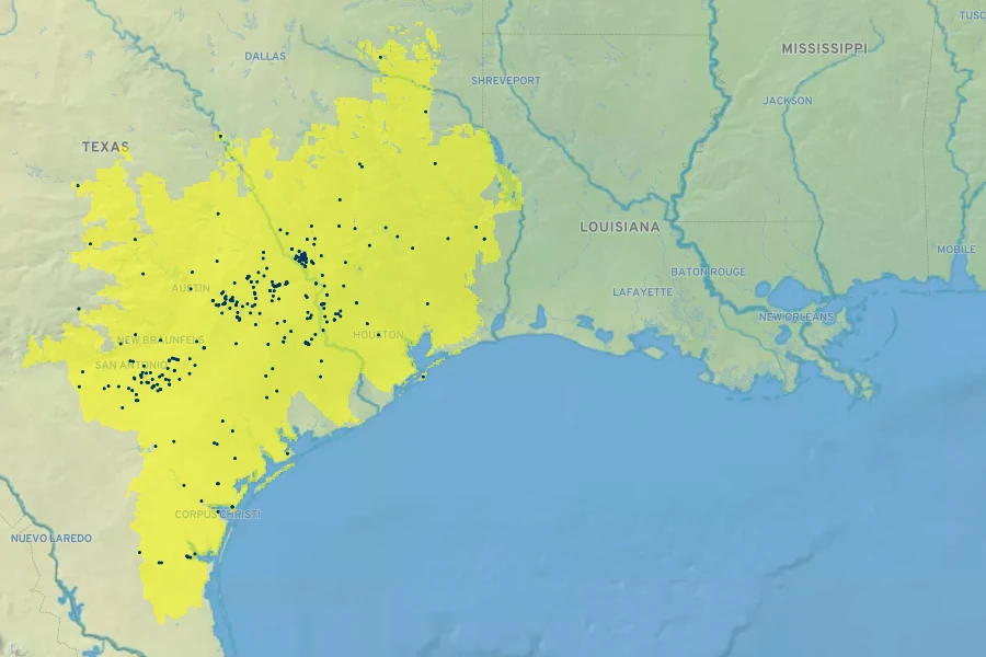 Lupinus subcarnosus Native Range
