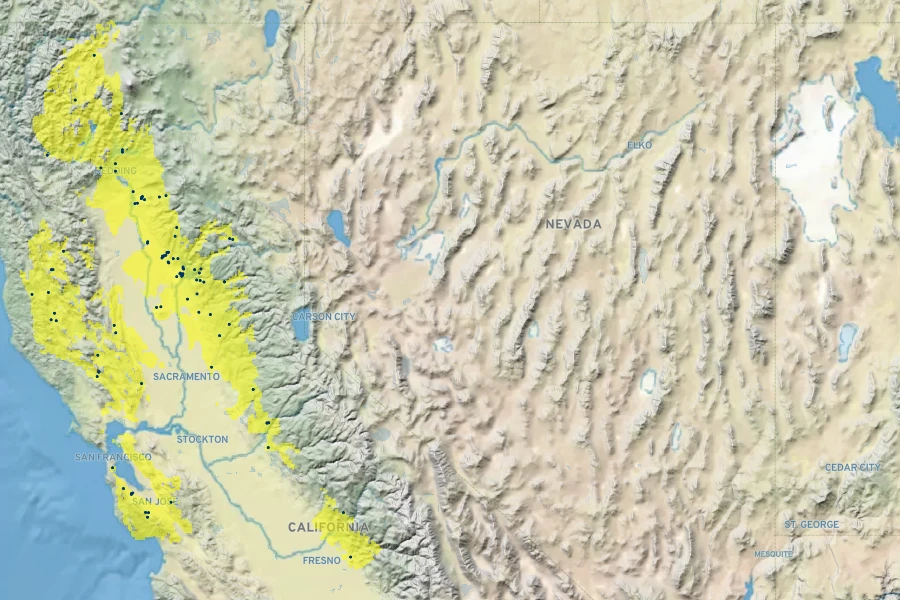 Lupinus vallicola Native Range