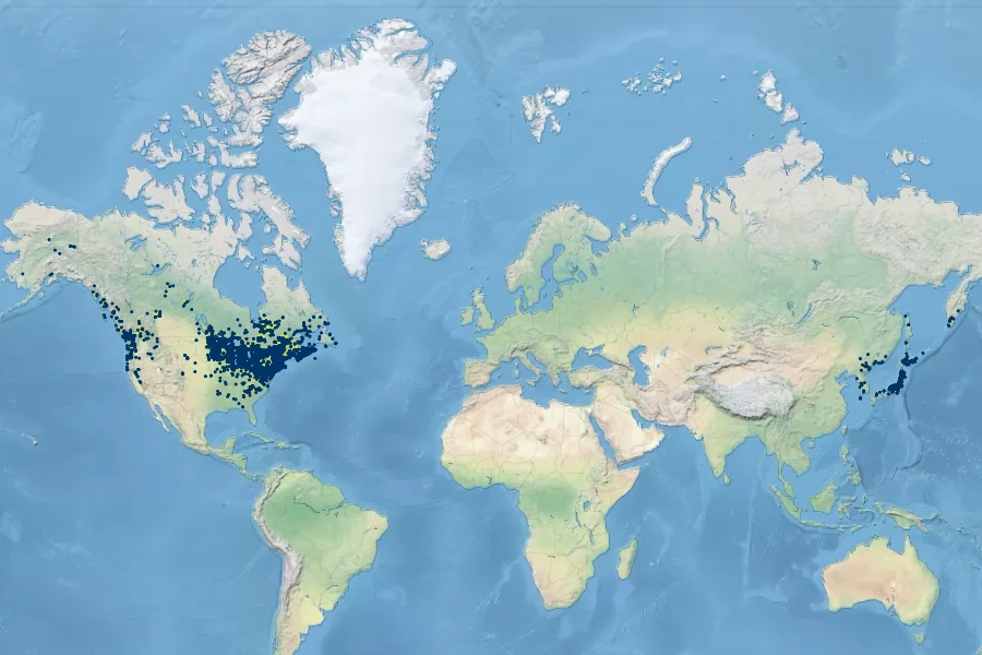Lycopus uniflorus Native Range