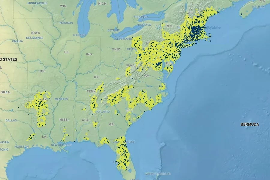 Lyonia ligustrina Native Range
