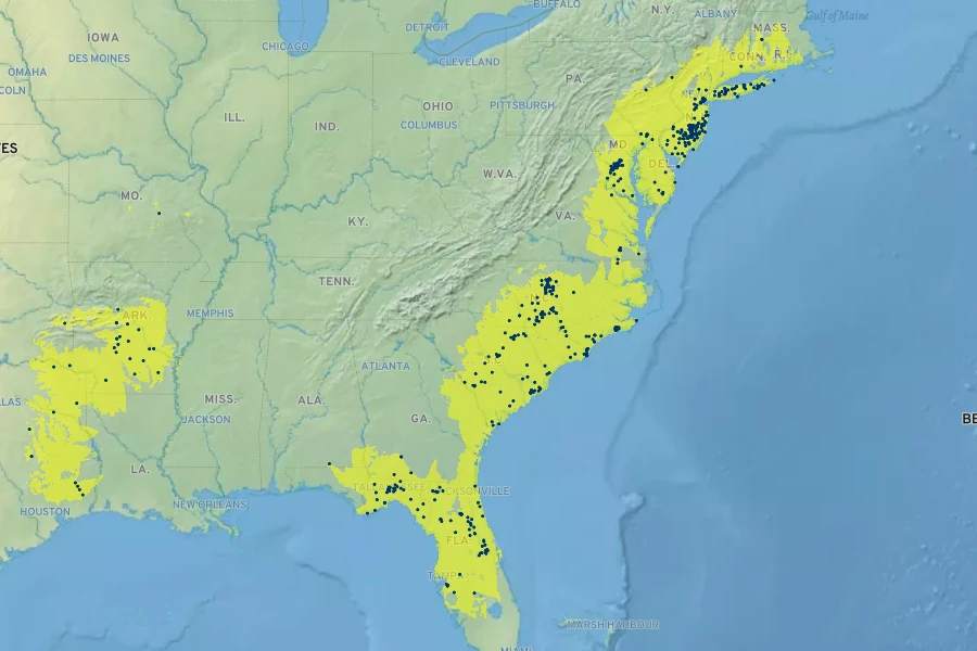 Lyonia mariana Native Range