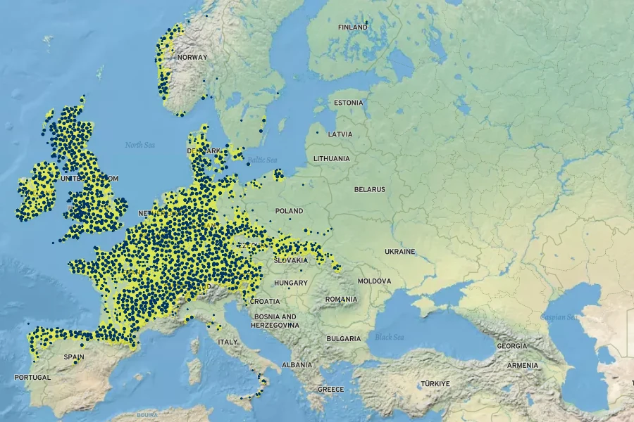 Lysimachia nemorum Native Range