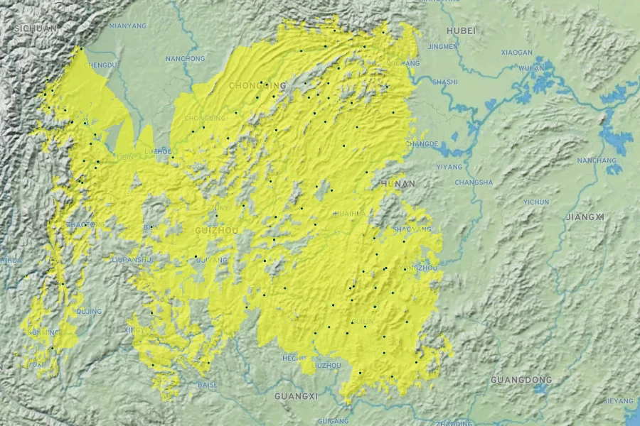 Lysimachia paridiformis Native Range