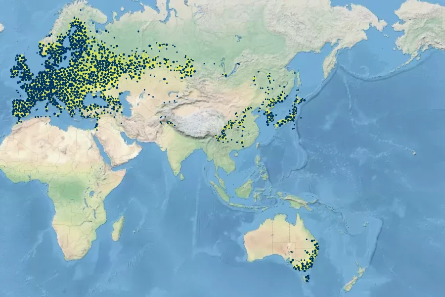 Lythrum salicaria Native Range
