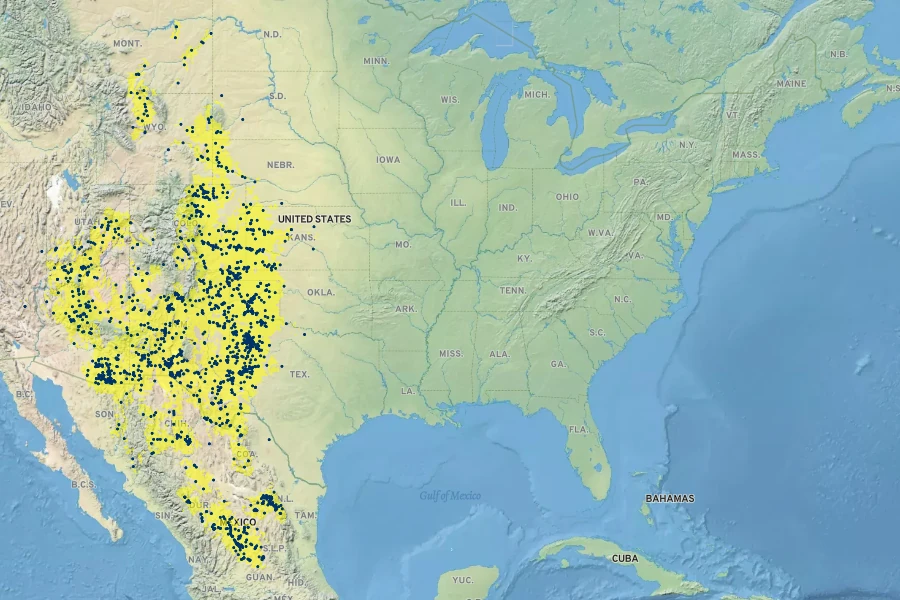 Machaeranthera tanacetifolia Native Range