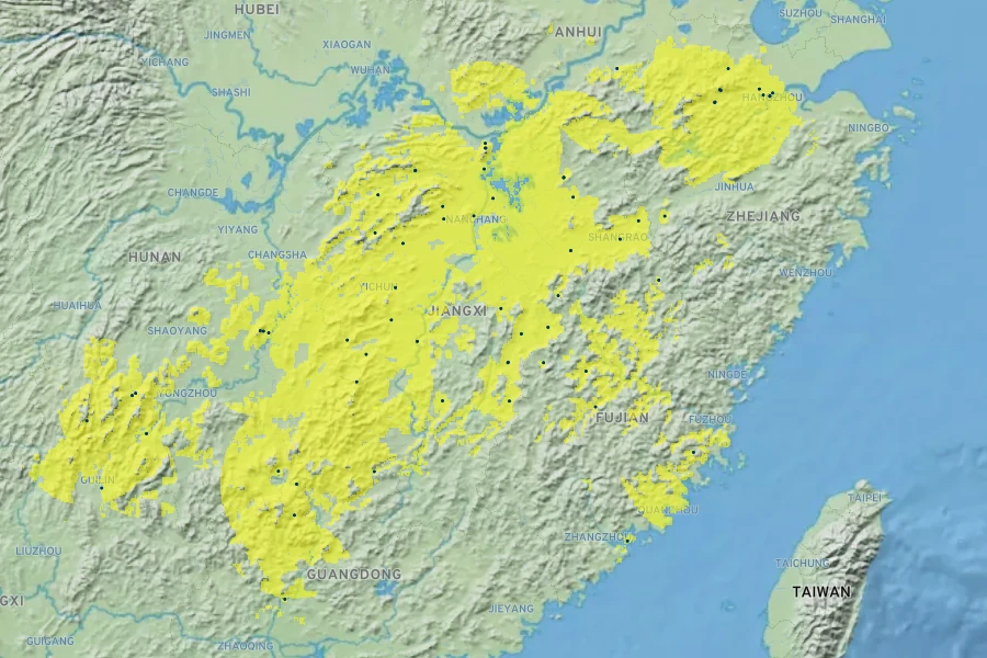 Magnolia denudata Native Range