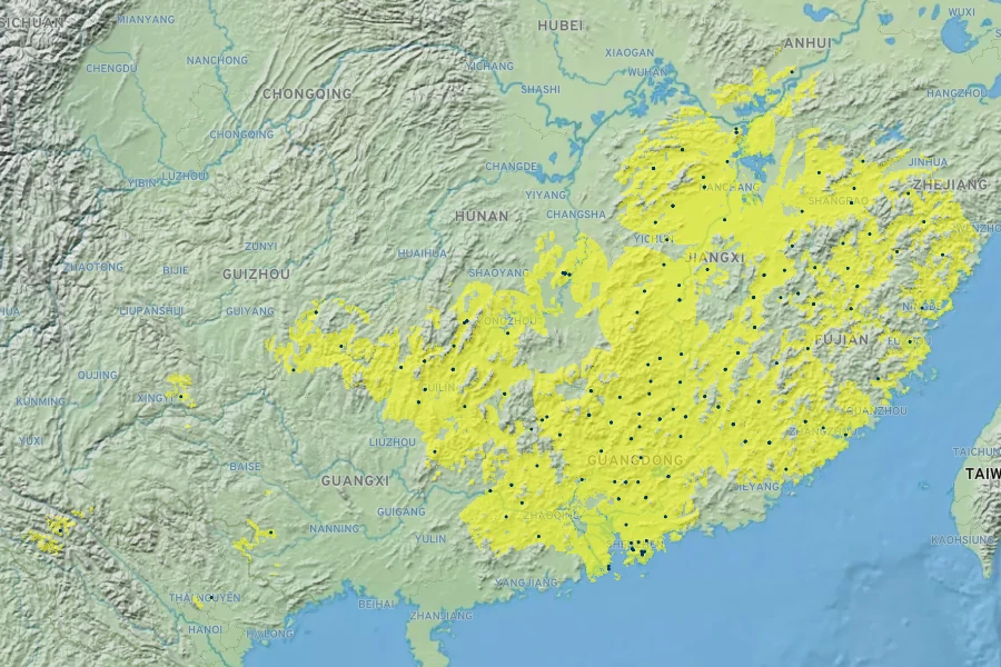 Magnolia figo Native Range