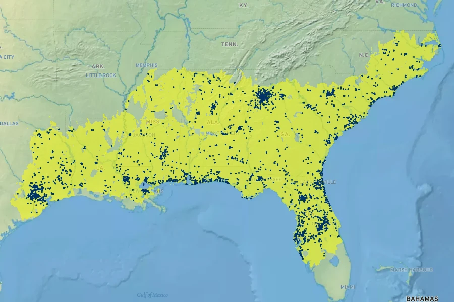 Magnolia grandiflora Native Range