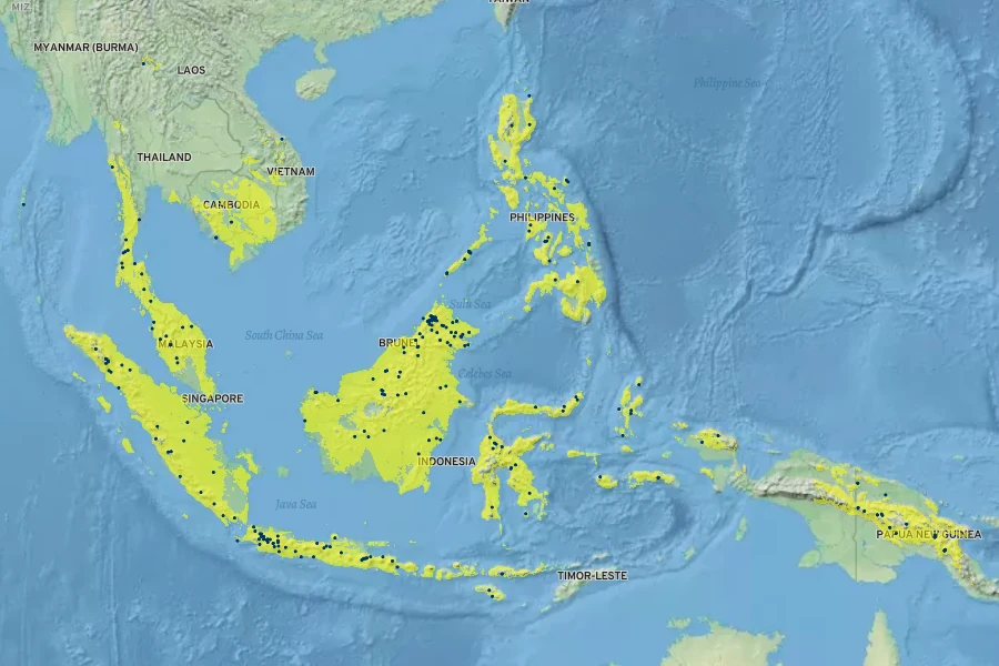 Magnolia liliifera Native Range