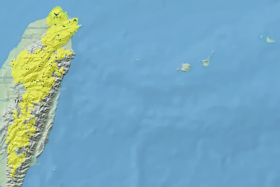 Mahonia japonica Native Range